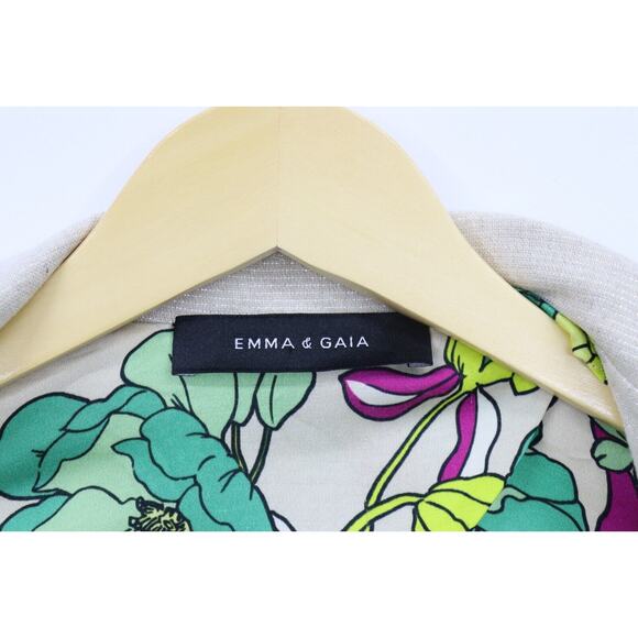 EMMA & GAIA Beige Blazer Jacket w Subtle Sparkle Double Breasted Size 44 (Large) - Picture 12 of 16